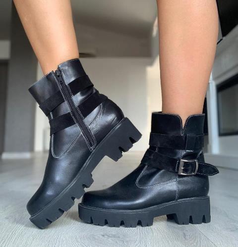 Ghete dama piele negre Patricia biashoes.ro imagine reduceri